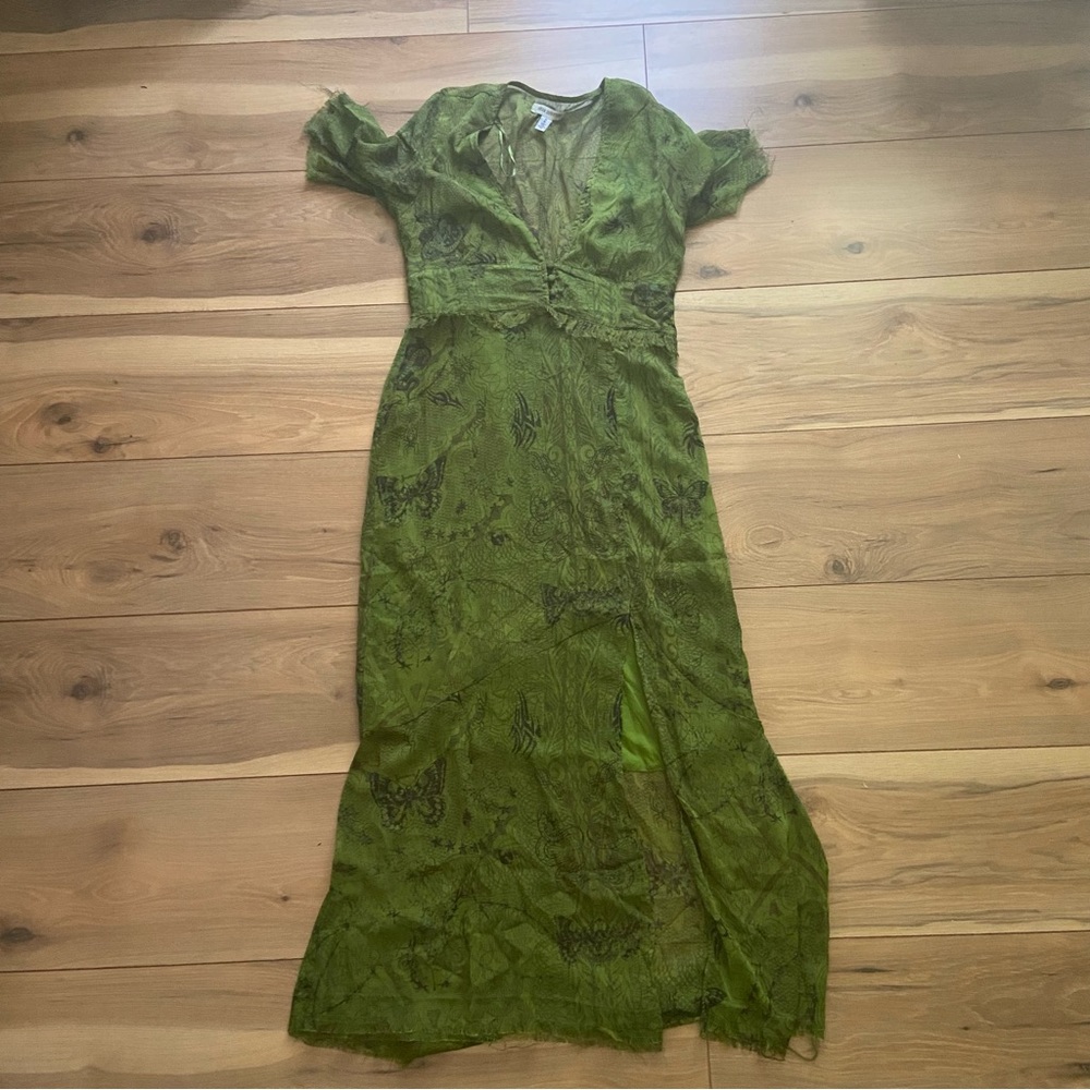 Screen Printed Green Dress